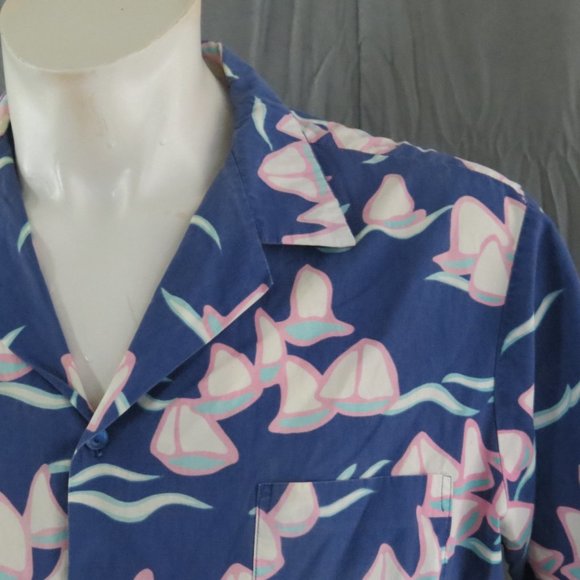 Vintatge Hawaiian Shirt - Pink and Blue Sailboats by Hilo Hattie - Men's XL - Picture 2 of 11